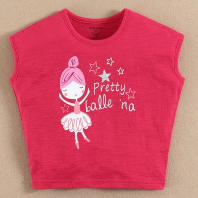 Baby Girl/Toddler Girl Ballerina Girl Print Short Sleeve Crop Tshirt
