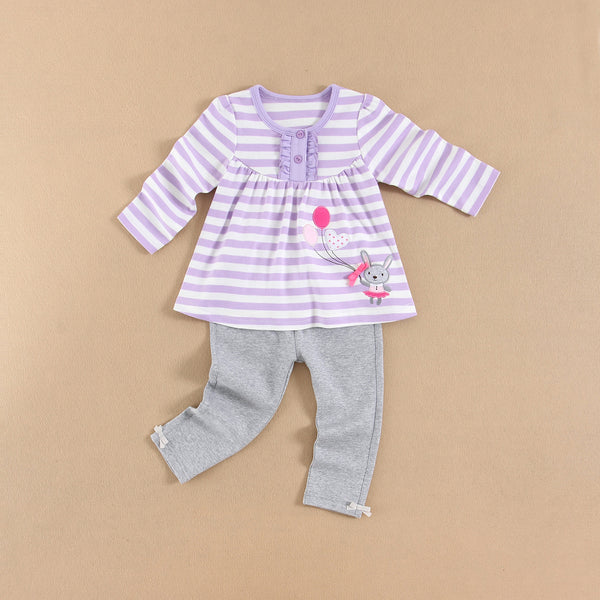 Baby Girl/Toddler Girl Embroidered Long Sleeve Top and Legging Set