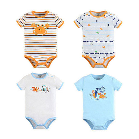 Baby Boy Short Sleeve Embroidered Bodysuits Gift Packs