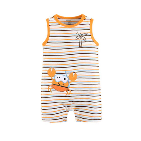 Baby Boy Sleeveless Embroidered Romper
