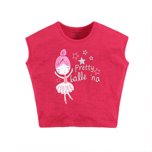 Baby Girl/Toddler Girl Ballerina Girl Print Short Sleeve Crop Tshirt