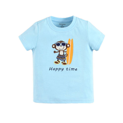 Baby Boy/Toddler Boy Embroidered Monkey Graphic Short Sleeve T-shirt