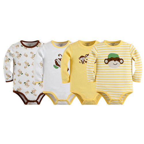 Baby Boy Long Sleeve Embroidered Yellow Bodysuits Gift Packs
