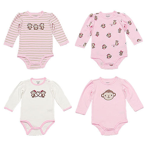 Baby Girl Long Sleeve Embroidered Light Pink Bodysuits Gift Packs