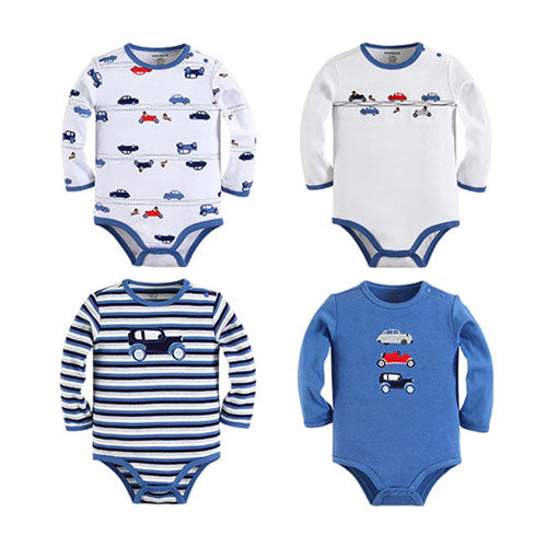 Baby Boy Long Sleeve Embroidered Blue Bodysuits Gift Packs