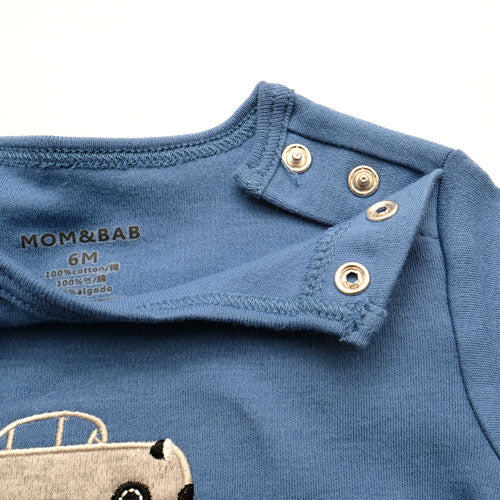 Baby Boy Long Sleeve Embroidered Blue Bodysuits Gift Packs