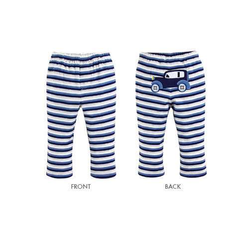Baby Boy Embroidered Blue Strip Legging Pants Gift Bags
