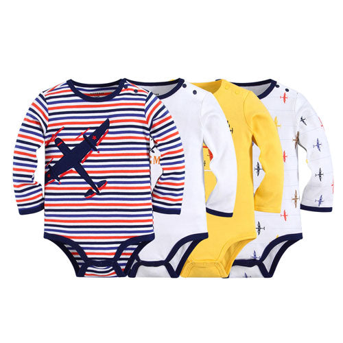 Baby Boy Long Sleeve Embroidered Aircraft Bodysuits Gift Packs