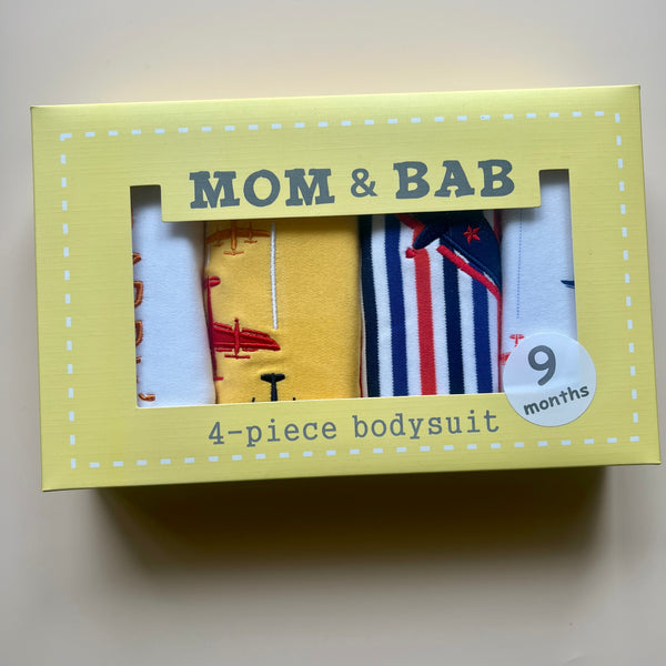 Baby Boy Long Sleeve Embroidered Aircraft Bodysuits Gift Packs