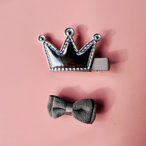 Baby Girls 2 Pieces Crown and Bow Hair Clips