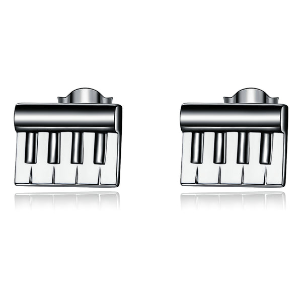 Leia Keyboard Fine Stud Earrings in fine Sterling Silver Platinum Plated - Bonjeur Precious                                                                                                    