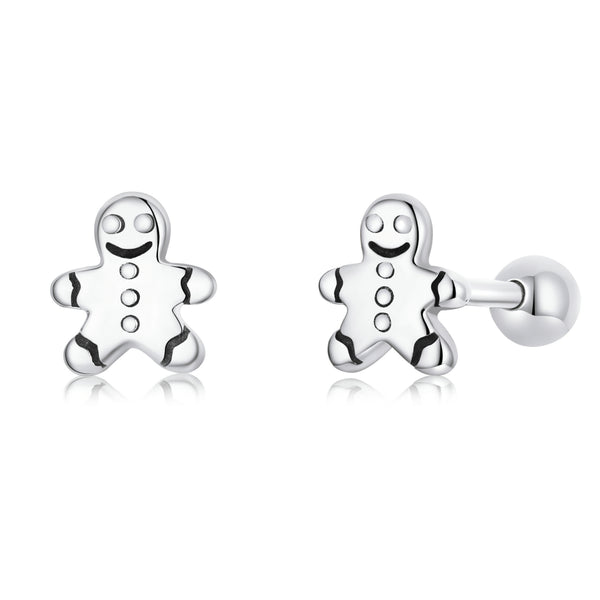 Christmas Snowman Fine Stud Earrings In Sterling Silver Platinum Filled - Bonjeur Precious                                                                                                     