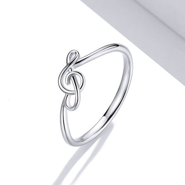 Treble Clef Music Ring In Quality Sterling Silver Platinum Plated - Bonjeur Precious                                                                                                           