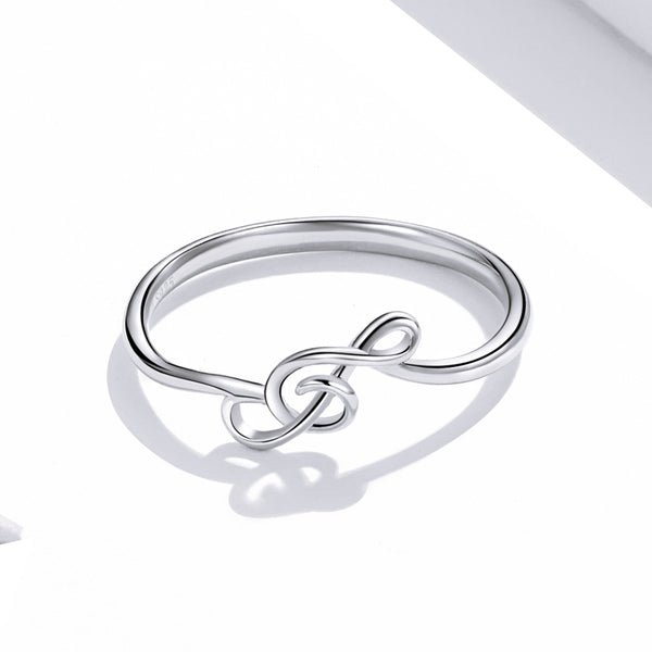 Treble Clef Music Ring In Quality Sterling Silver Platinum Plated - Bonjeur Precious                                                                                                           
