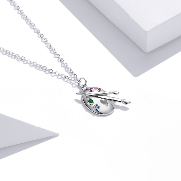 Artist Pendant Necklace In Sterling Silver Platinum Filled| Gifts - Bonjeur Precious                                                                                                           