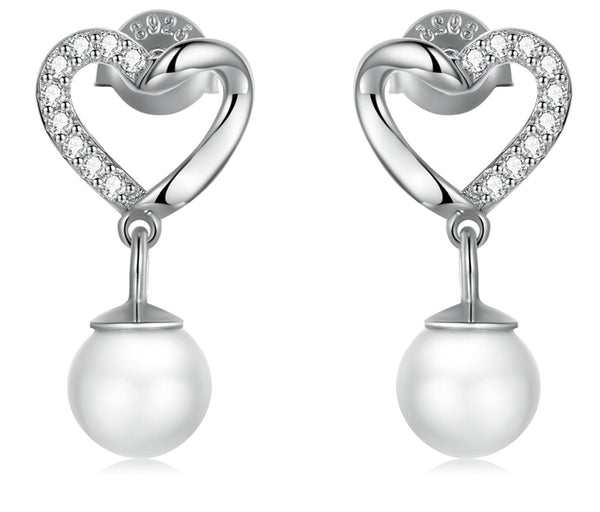 Cora Shell Pearl Drop Earrings In Sterling Silver Platinum Filled - Bonjeur Precious                                                                                                           