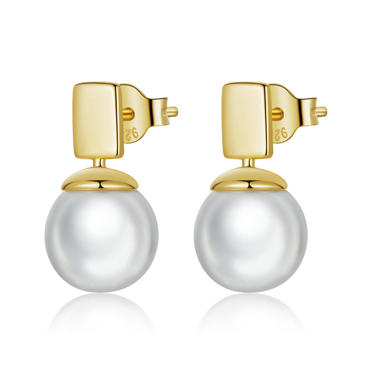 Ava Quality Pearl Stud Earrings In Sterling Silver 18K Gold Filled - Bonjeur Precious                                                                                                          