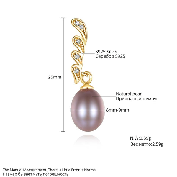 Freshwater Lilac Pearl Drop Earrings In Sterling Silver 18K Gold Plated - Bonjeur Precious                                                                                                     