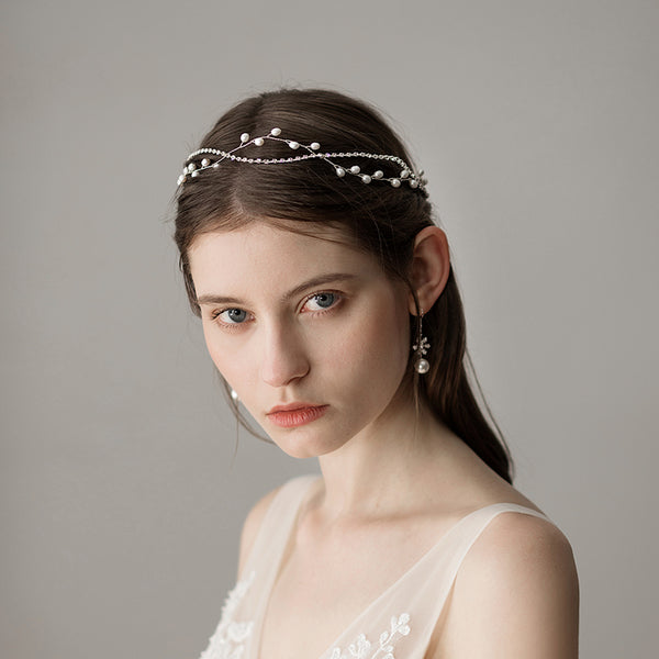 Delphinium Pearl Bridal Headbands| Handmade| Wedding Headpiece - Bonjeur Precious                                                                                                              