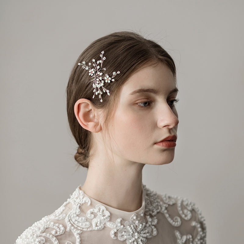 Tweedia Crystal Pearl Bridal Hair pins| Handmade| Wedding Headpiece
