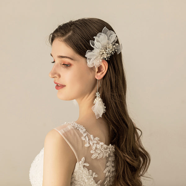 Anemone Bridal Crystal Hair Comb set| Handmade| Wedding Headpiece| Bridal Earring Set - Bonjeur Precious                                                                                       