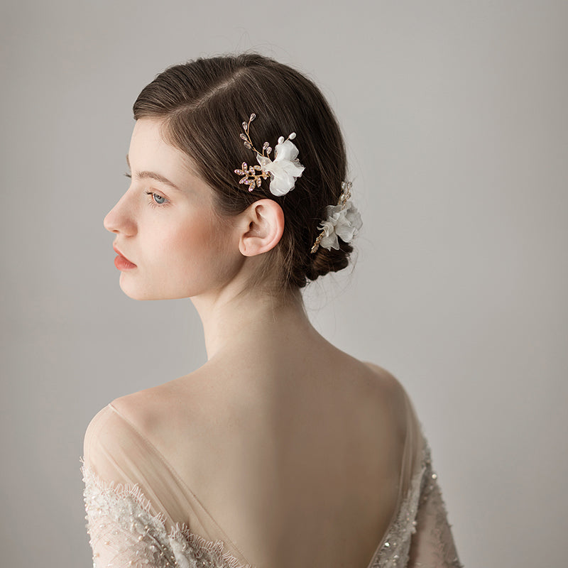 Clematis Bridal Hair pins| Handmade| Wedding Headpiece - Bonjeur Precious                                                                                                                