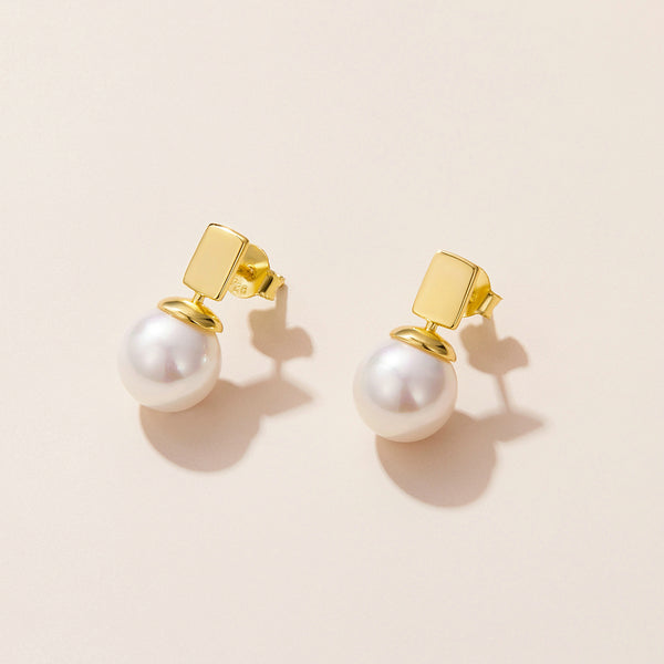 Ava Quality Pearl Stud Earrings In Sterling Silver 18K Gold Filled - Bonjeur Precious                                                                                                          
