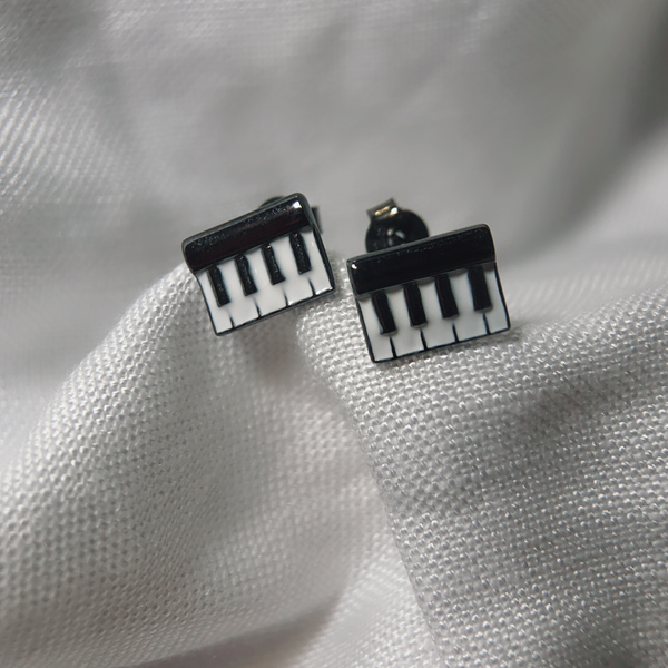 Leia Keyboard Fine Sterling Silver Stud Earrings