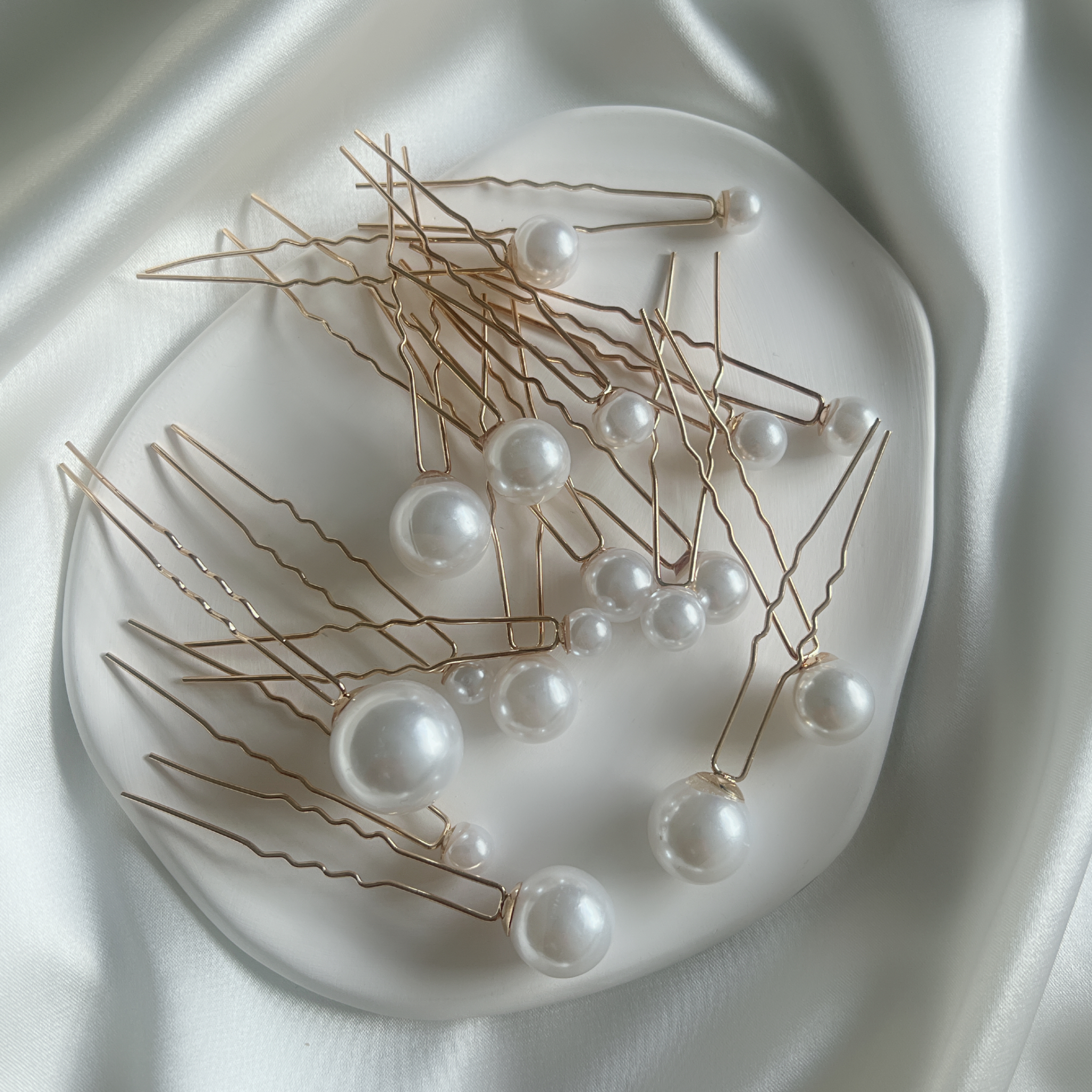 Bridal Round Pearl Hair Pins| Handmade| Wedding Headpiece - Bonjeur Precious                                                                                                                
