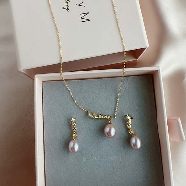 Lilac Freshwater Pearl Sterling Silver Drop Earrings