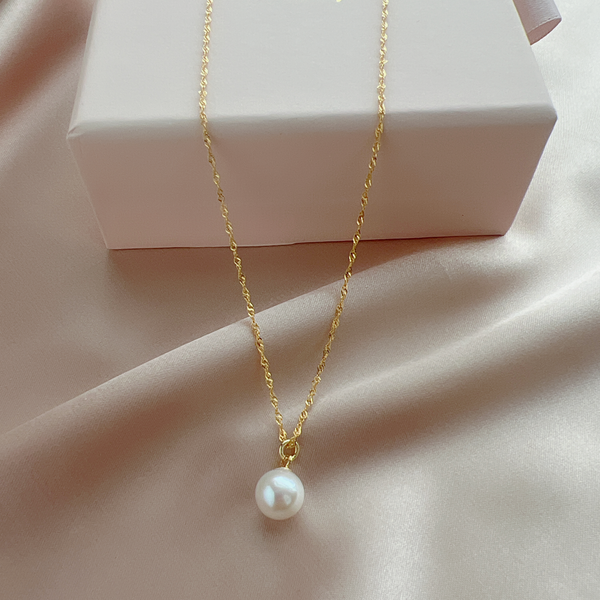 Terris Round Pearl Pendant Necklace| Sterling Silver