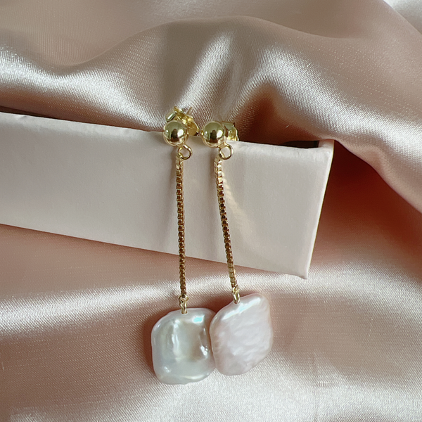 Cara Irregular Pearl Sterling Silver Dangle Earrings
