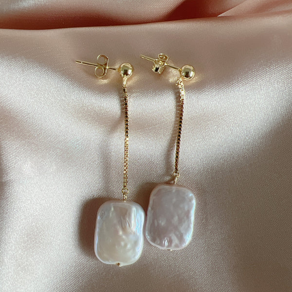 Cara Irregular Pearl Sterling Silver Dangle Earrings
