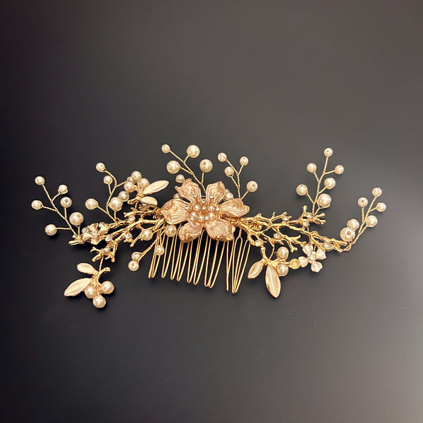 Orchid Bridal Hair Comb| Handmade| Wedding Headpiece