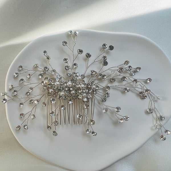 Lepto Crystal Bridal Hair Comb| Handmade| Wedding Headpiece