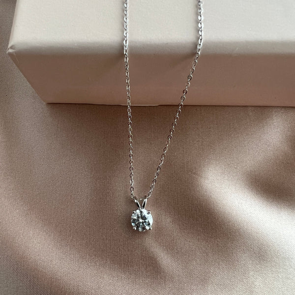 Diamond Moissanite Solitaire Necklace| Sterling Silver