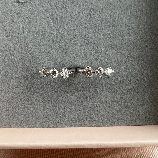 Triple Diamond Moissanite Huggie Earrings