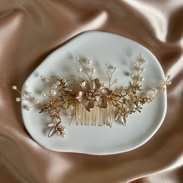 Orchid Bridal Hair Comb| Handmade| Wedding Headpiece