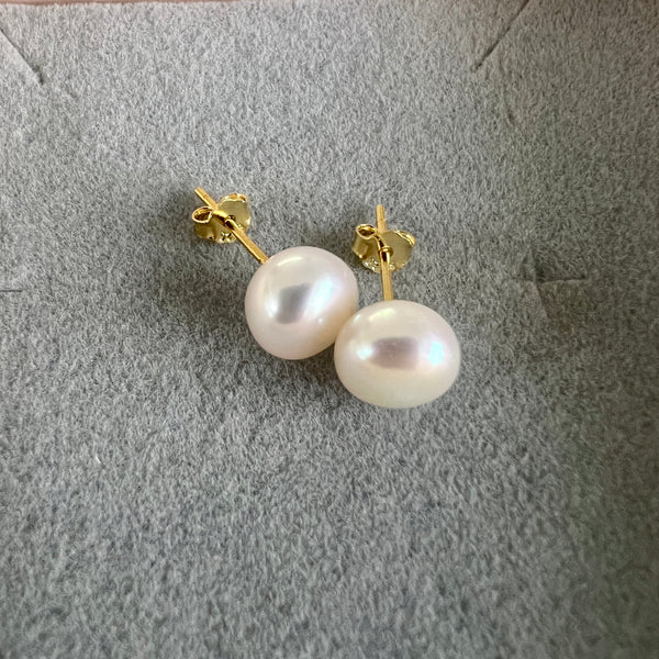 Imogen Button Pearl Sterling Silver Studs