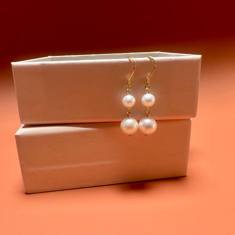 Cordelia 9-10mm Double Pearl Drop Hook Earrings