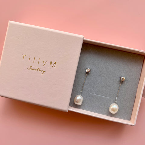 Moissanite Diamond Sterling Silver Studs with Pearl Drop Earrings| With or Without Pearls