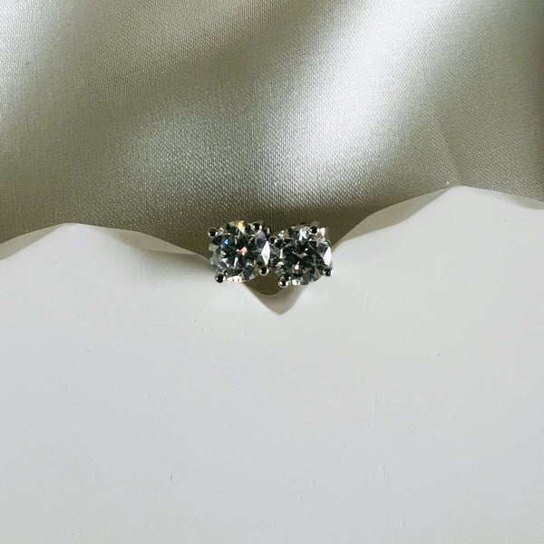 Adelina Diamond Moissanite Sterling Silver Stud Earrings with Pearl Hoop Back| 2 IN 1